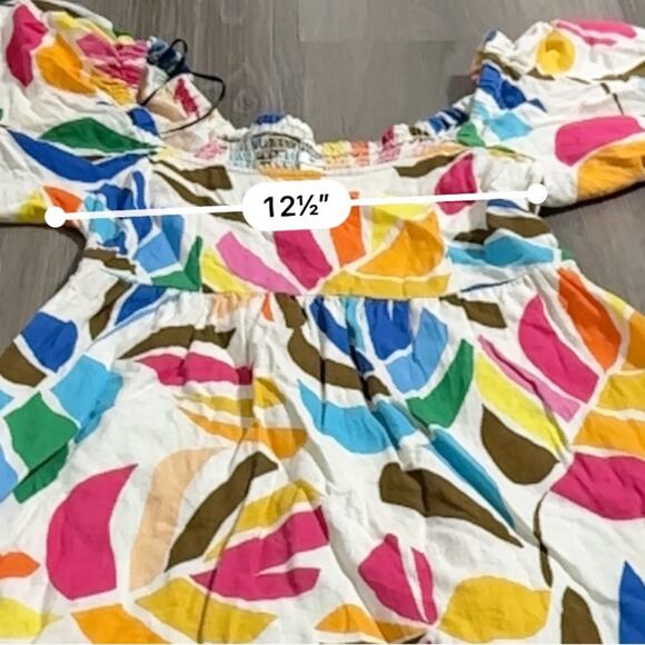 Tabitha Brown for Target Linen Blend Botanical Puff Sleeve Mini Dress Sz XS - Picture 11 of 13